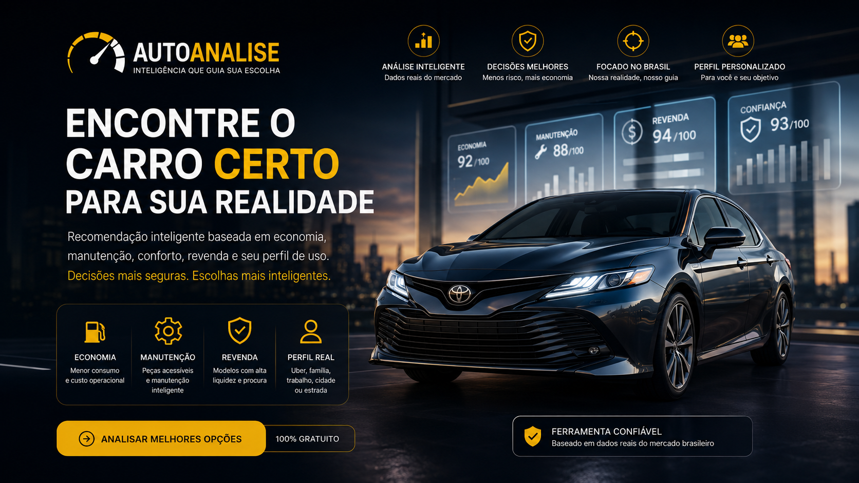 Recomendador gratuito para escolher carro ideal sem cadastro