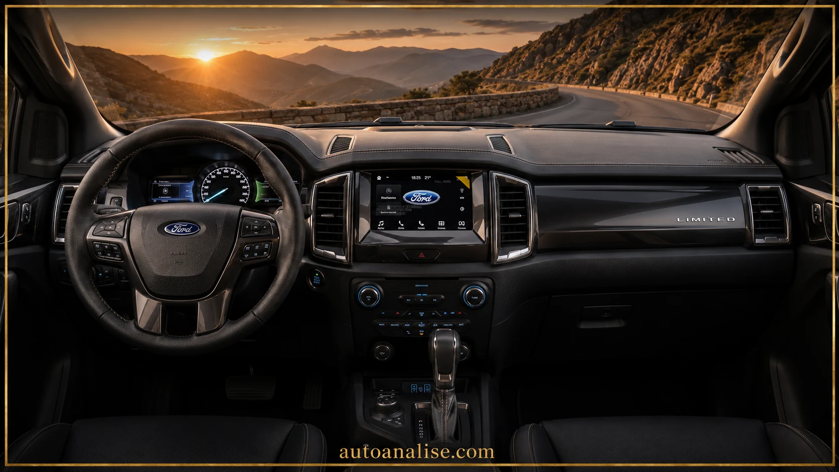 Interior Ford Ranger Limited 3.2 4x4 CD Diesel Aut. 2019 — melhores carros 4x4 automáticos até 150 mil