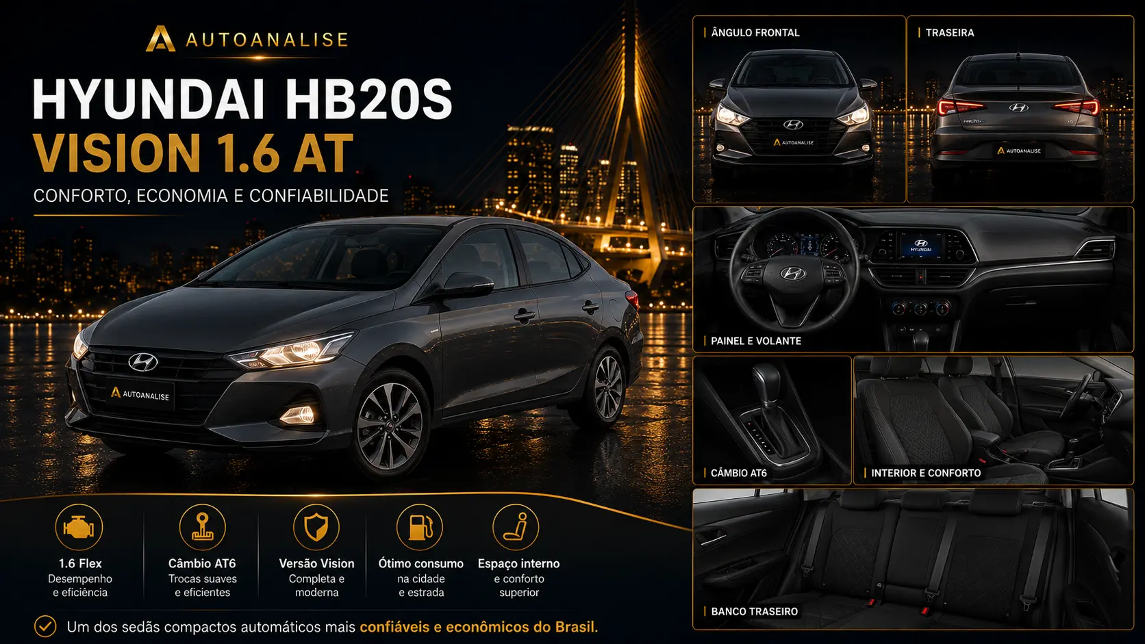 Hyundai HB20S Vision 1.6 automático 2020 usado de R$ 65 mil a R$ 80 mil