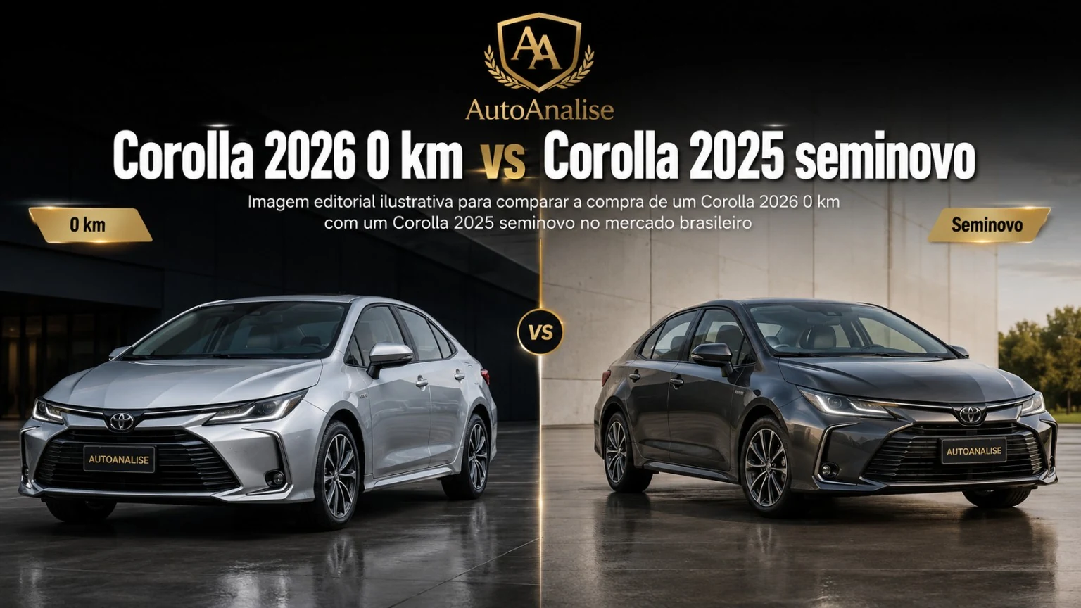 Comparativo Toyota Corolla 2026 0 km e Toyota Corolla 2025 seminovo no Brasil